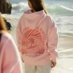 Pink Palm Embroidery Hoodie