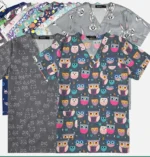 Printed Spa Uniform | Women's Beauty and Health Scrub Tops for Salons