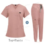 Women Scrub Set Short-Sleeved with Jogging Pant for Healthcare