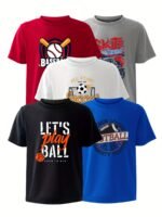 5-Pack Boys Quick-Dry Sports Tees