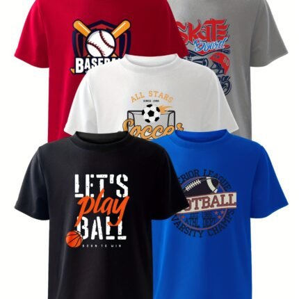5-Pack Boys Quick-Dry Sports Tees