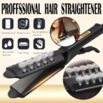 Wide Plate Ionic Flat Iron Gray Professional Steam Hair Straightener with 4 Adjustable Temperatures