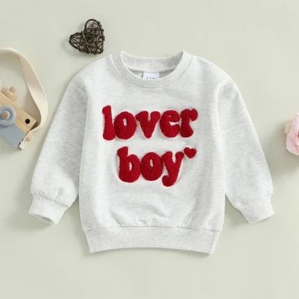 Toddler Love Boy Embroidered Crew Neck Sweatshirt