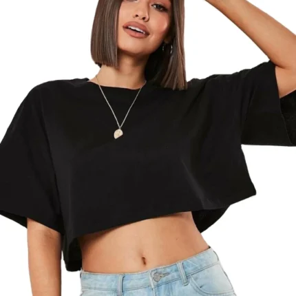Cotton Women Short Sleeve Crop Top Yoga & Dance Fitness T-Shirt