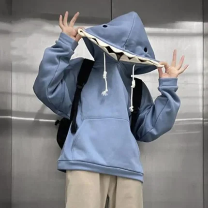 Funny Shark Patchwork Hoodie for Casual Comfort