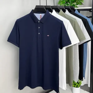 Ice Silk Polo Shirt - Classic Embroidery for Business Casual Wear