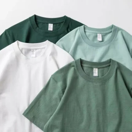 Men Women Green T-Shirt 200g Cotton Short-Sleeved Korean Style Tee