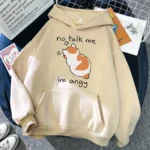 Cute Angry Cat Print Women's Hoodie for Cozy Comfort