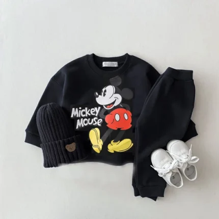 Baby Unisex Hoodie Set Cartoon Print Long Sleeve Top and Trousers Toddler Casual Outfit