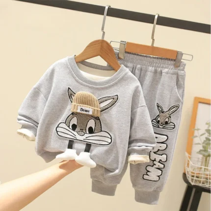 Kids Tracksuit Cartoon Printed Sweatshirt and Pants Set 2-Piece Outfit