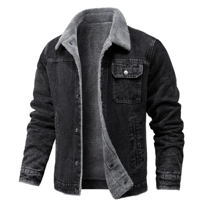 Warm Denim Jacket with Lamb Hair Lining