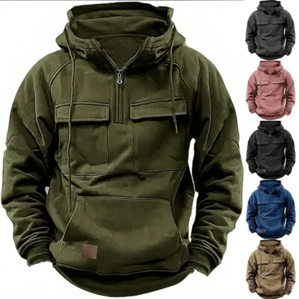 Men's Half Zipper Tactical Hoodie for Casual Comfort