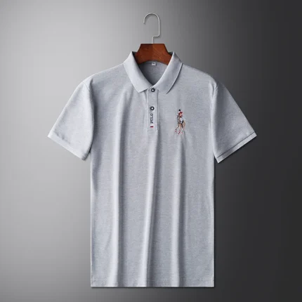 Short Sleeve Embroidered Polo Shirt for Men - Comfortable Wear