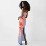 Sexy Strapless Print Maxi Dress Off Shoulder Backless Y2K Sundress for Summer Beach