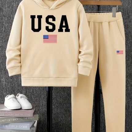 Boys' USA-Inspired 2-Piece Sweatshirt & Jogger Outfit
